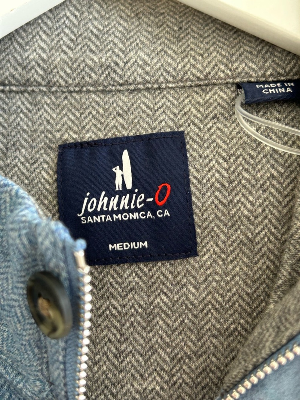 johnnie-O Light Blue Shirt Jacket with Navy Label